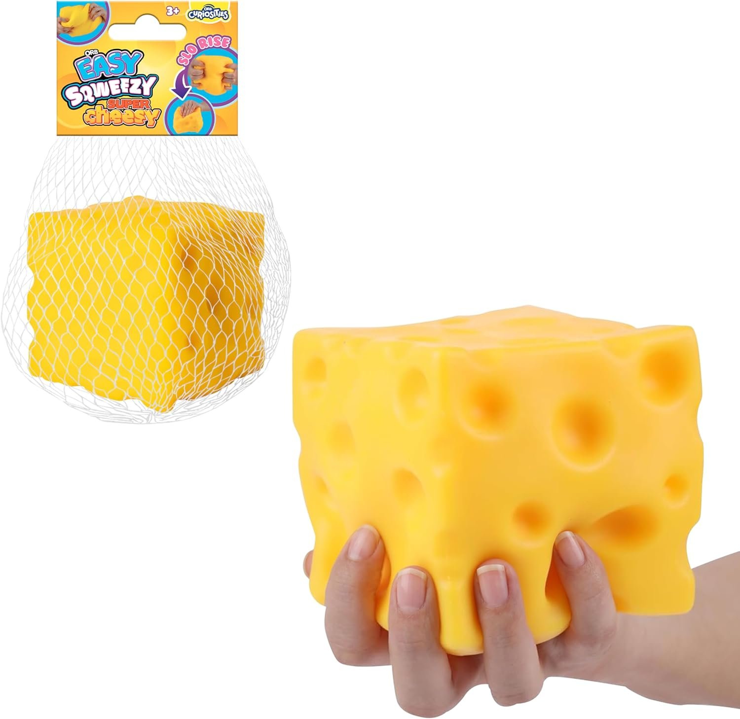 ORB Easy Sqweezy Super Cheesy - Squeeze This Big, Fun, Squishy, Slow Rising, Extra Soft Giant Block of Cheese for Stress Relief - Original Sensory / Fidget Novelty Toy and Gift for Kids and Adults - Image 2