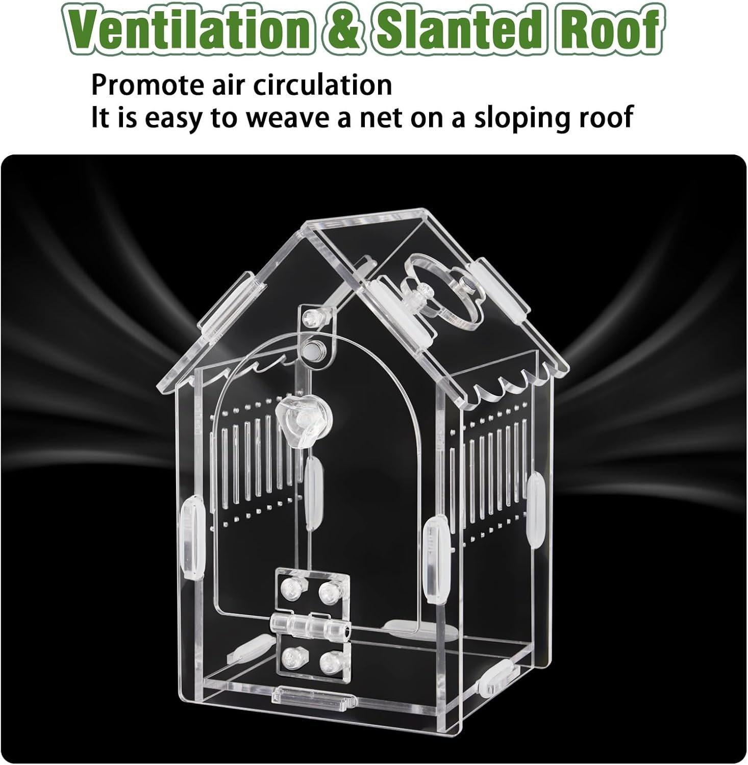 Jumping Spider Enclosure - Internal Dimensions 3.15"x3.15"x5.6" Acrylic Terrarium Kit for Tarantulas/Mantis/Reptiles with Magnetic Door, Ventilation & Easy Assembly - Image 6