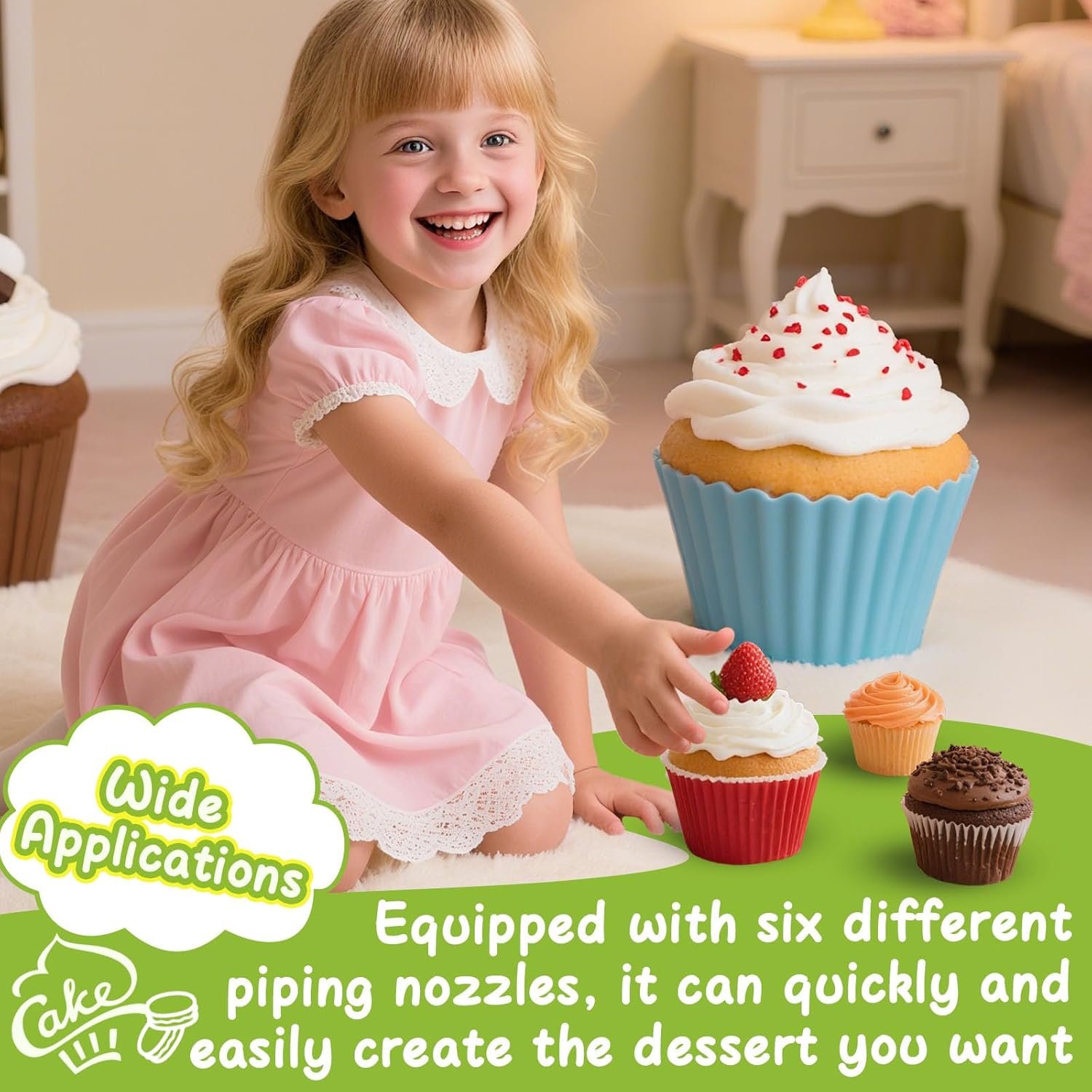 FANTEXY Dessert Decorating Syringe Set, Icing Piping Kit Stainless Steels Cake Decorating Tools 6 Piping Icing Nozzles Cupcake Decorating Kit - Image 7