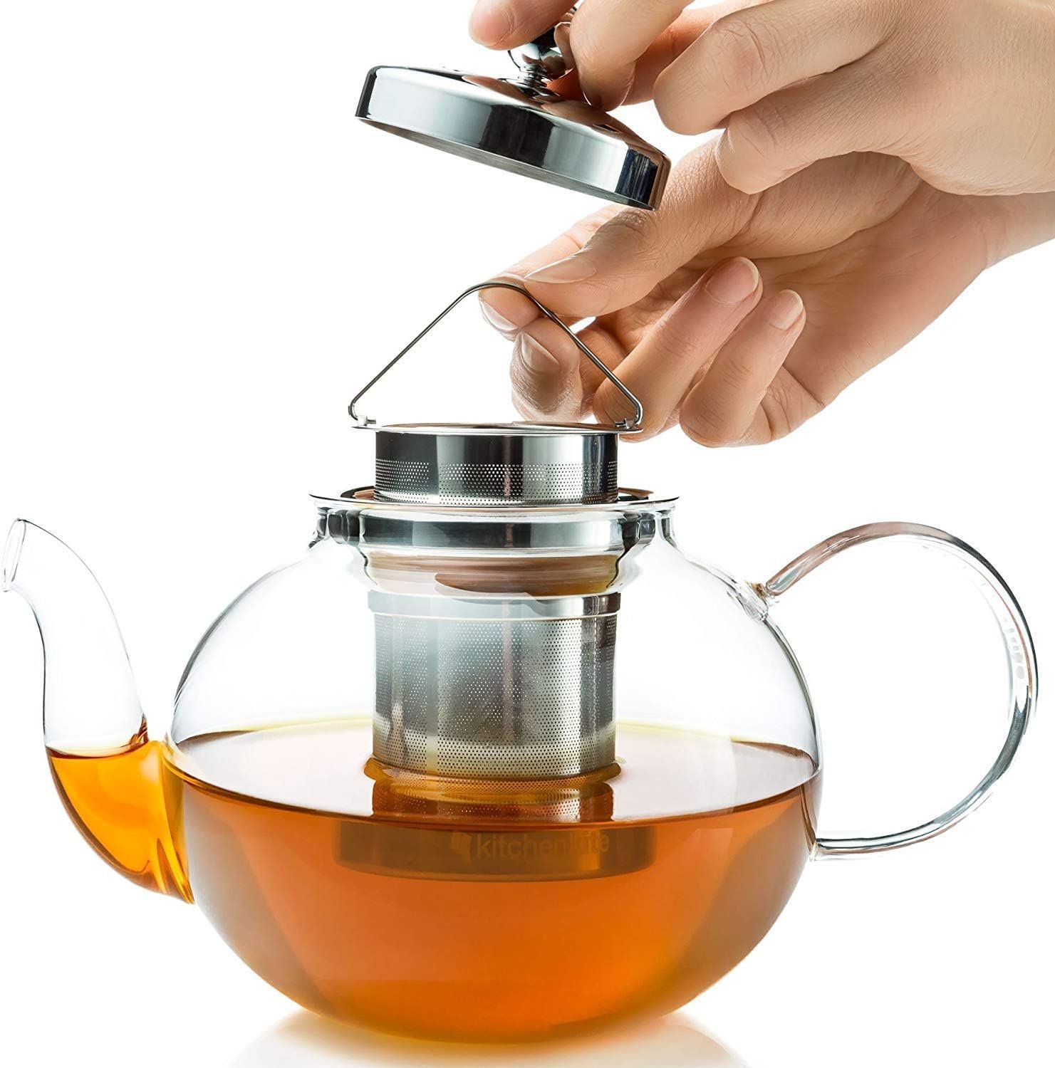 Glass Teapot Set with 4 Double Wall Tea Cups & Removable Stainless Steel Infuser, 35oz/1000ml Borosilicate Tea Kettle Stovetop Safe, Loose Leaf & Blooming Tea Maker Gift Set for Women - Image 7