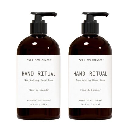 Muse Apothecary Hand Ritual - Aromatic and Nourishing Hand Soap, Infused with Natural Aromatherapy Essential Oils - USDA Certified Biobased - 16 oz, Fleur du Lavender, 2 Pack