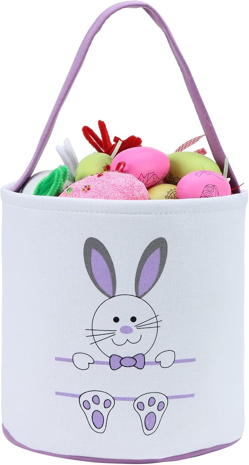 XinblueCo Baseball Basket Easter Baskets for Canvas Easter Egg Hunt Baskets
