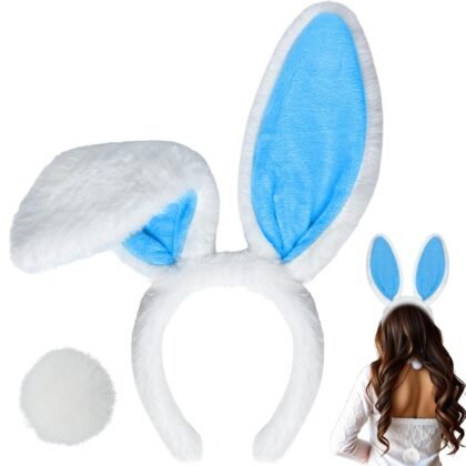KHC-KHF Easter-Headband Bunny-Headbands Halloween Plush Rabbit Ear Costume Bunny Headband Tail Accessories Party Makeup Birthday Favors s Adult Headwear