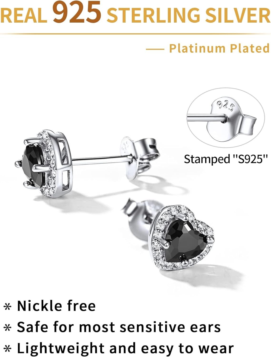 ChicSilver 925 Sterling Silver Heart/Round/Pear/Emerald Cut Birthstone Stud Earrings for Women Birthday Jewelry - Image 8