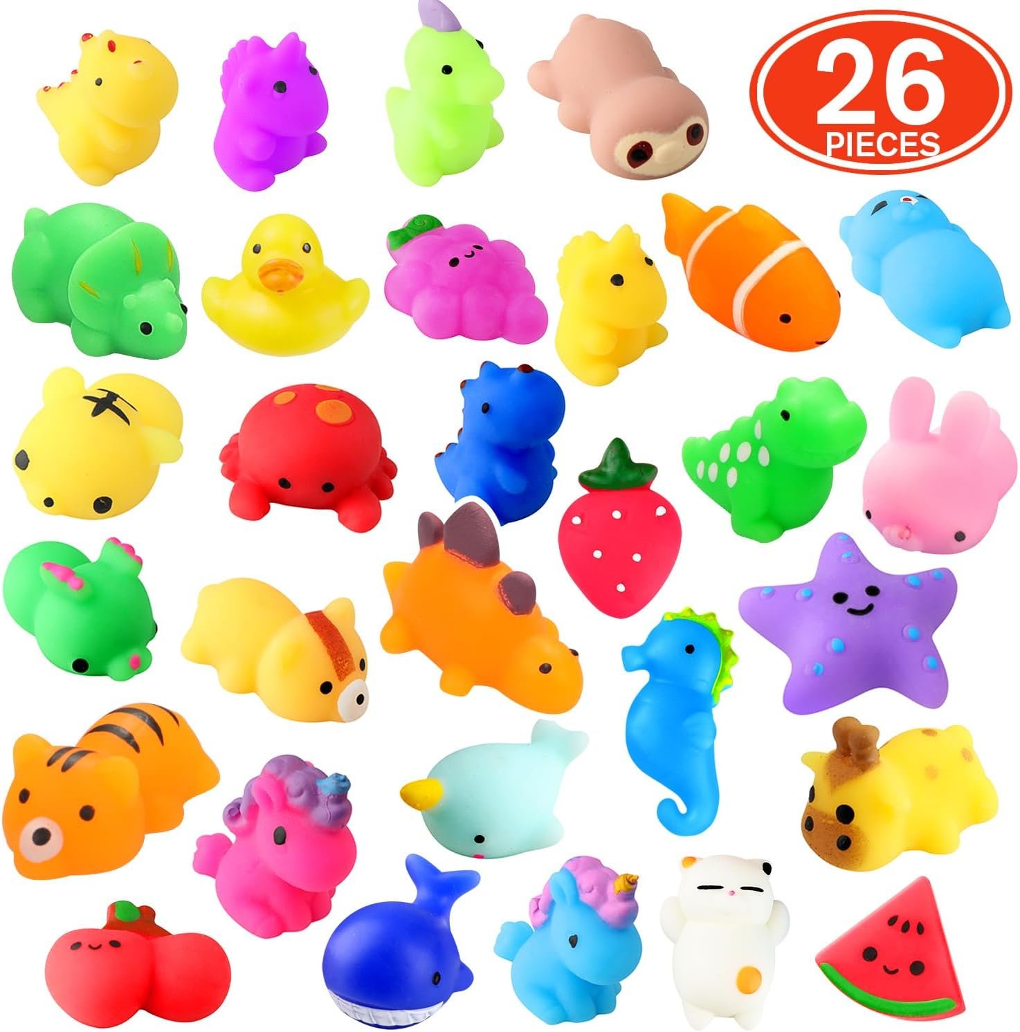 Squishies, 26 Pack Mochi Squishy Toys - Kawaii Cat Squishys Slow Rising Animals - Party Favors, Goodie Bag, Birthday Gifts, Mini Squishies Stress Reliever Toy - Image 2