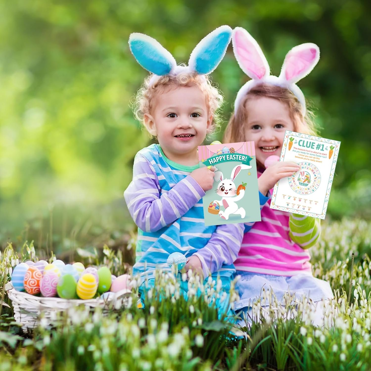 HOWAF 11pcs Outdoor Easter Hunt Clues Cards, Outdoor Easter Party Games Easter Scavenger Hunt with Friends, Family - Image 7