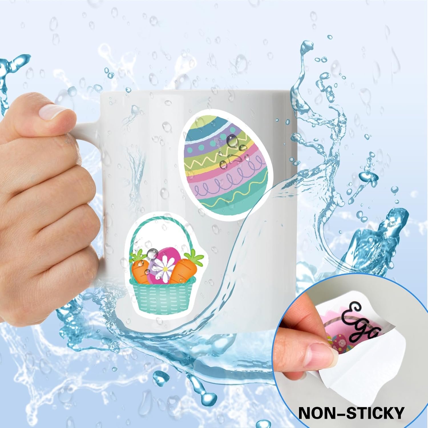 Easter Stickers 100 Pcs Easter Stickers for Kids,Waterproof Easter Egg Sticker Bunny Sticker Decoration for Easter Theme Party,Vinyl Easter Sticker Set Basket Crafts Stuffers - Image 3