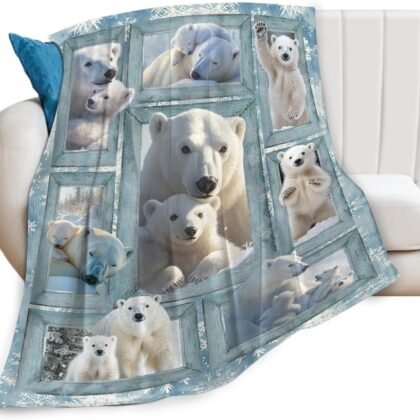 Polar Bear Blanket Gifts for Girls Boys Snowflakes Throw Blankets Cozy Plush Fleece Flannel Fuzzy for Women Men Decor 50"X40"