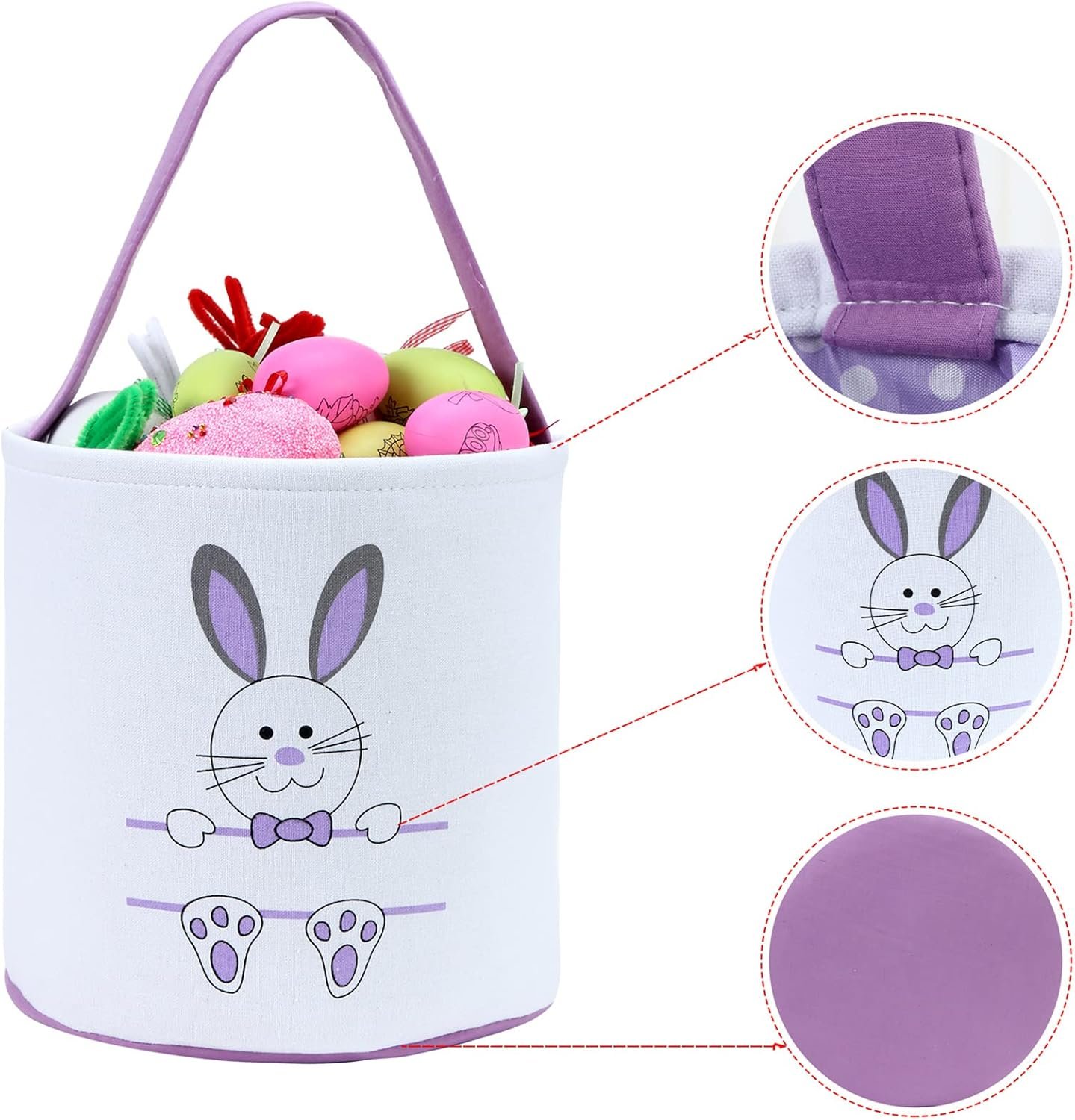 XinblueCo Baseball Basket Easter Baskets for Canvas Easter Egg Hunt Baskets - Image 3