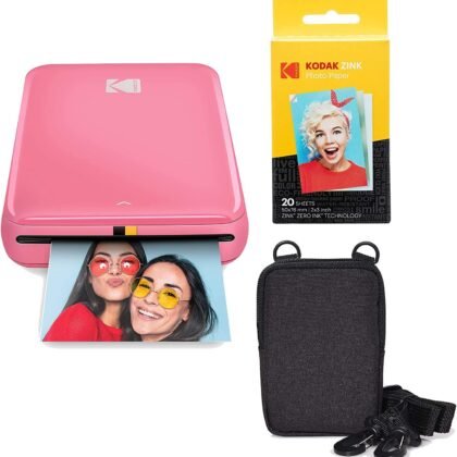 KODAK Step Instant Photo Printer with Bluetooth/NFC, Zink Technology & KODAK App for iOS & Android (Pink) Go Bundle