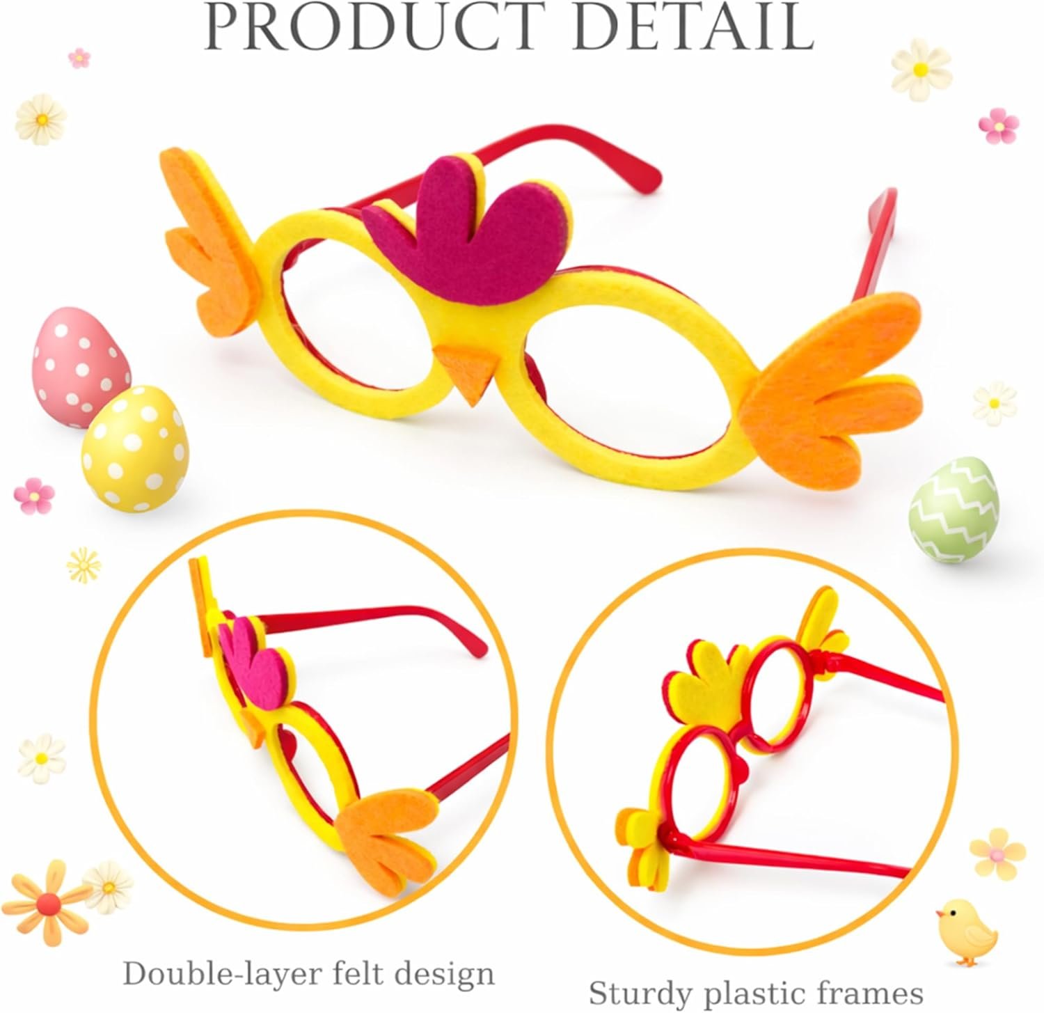 Easter Headbands and Glasses Set, 6PCS Bunny Ear Headbands & Funny Easter Glasses, Cute Photo Props for Easter - Image 5