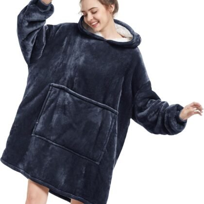Aemilas Wearable Blanket Hoodie - Warm Sherpa Blanket Sweatshirt as Gifts for Adult Women Mom Men, One Size Fits All