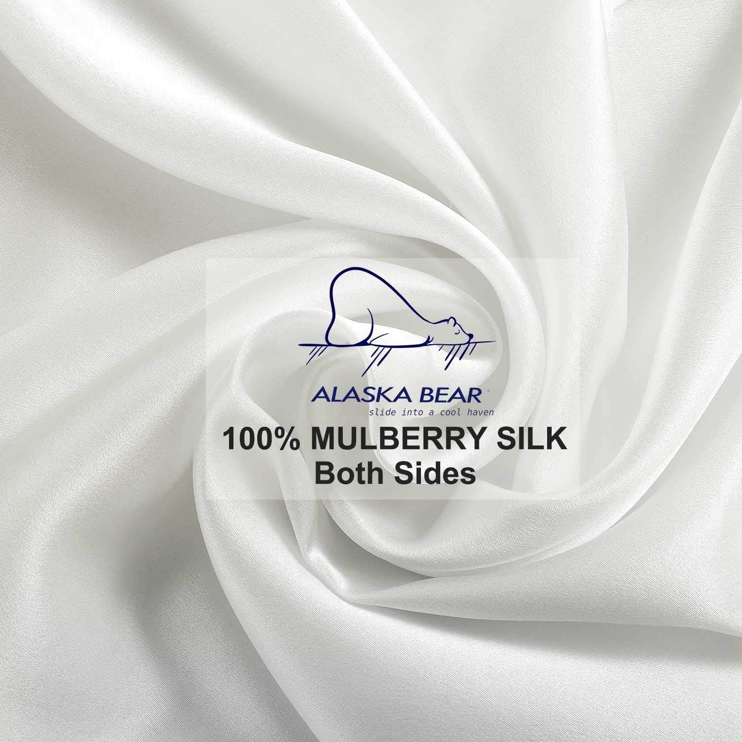 ALASKA BEAR Silk Pillowcase for Hair and Skin, Grade 6A 100% Mulberry Silk Pillow Cases Standard Size for Bliss Sleep with Random Color Scrunchy Gift Set Better Than Poly Satin, 1pc, Ivory White - Image 4