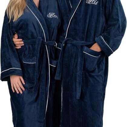 Romance Helpers His and Hers Robes Gift Set | Set of 2 His and Her Velour Robes for Couples |Includes a Gift Box