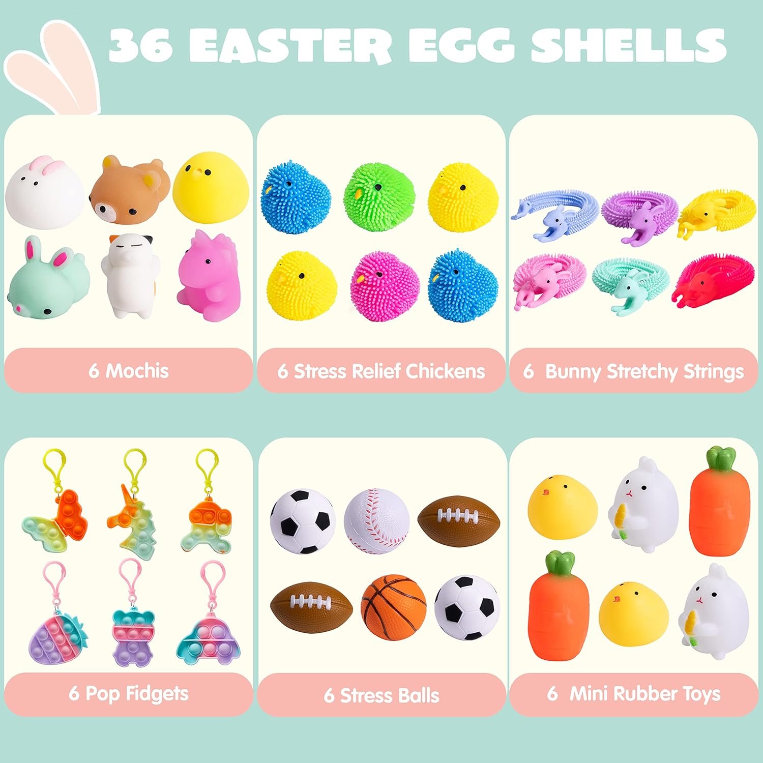 JOYIN 36 PCS Prefilled Easter Eggs with Stress Relief Toys, Easter Toys for Egg Hunt, Basket Stuffers, Party Favors Supplies, Classroom Prize Supplies - Image 2