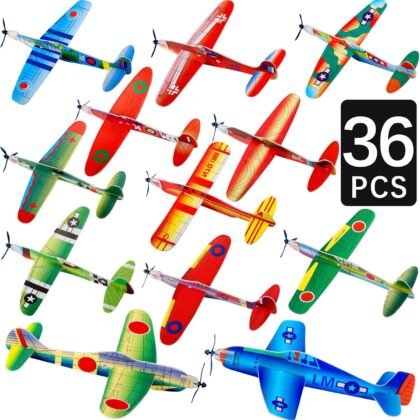 36 Pack Foam Airplane Toys for Kids, Glider Planes for Boys & Girls, Birthday Party Favors, Outdoor Flying Toy, Mini Airplanes Classroom Prize Exchange Gift, Carnival Prize
