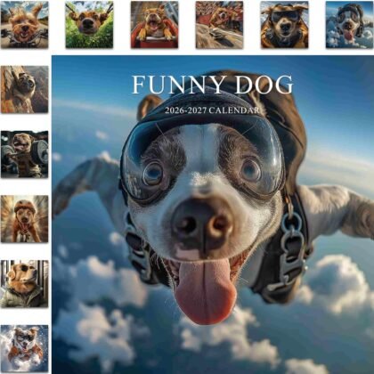 Gannyfer 2026 Wall Calendar, 18 Months Funny Dog Calendar 2026-2027, January 2026 to June 2027, Large Wall Calendar 2026, 12" x 24" Opened, Perfect as Gifts for Friends, Family(3 Stickers Included)