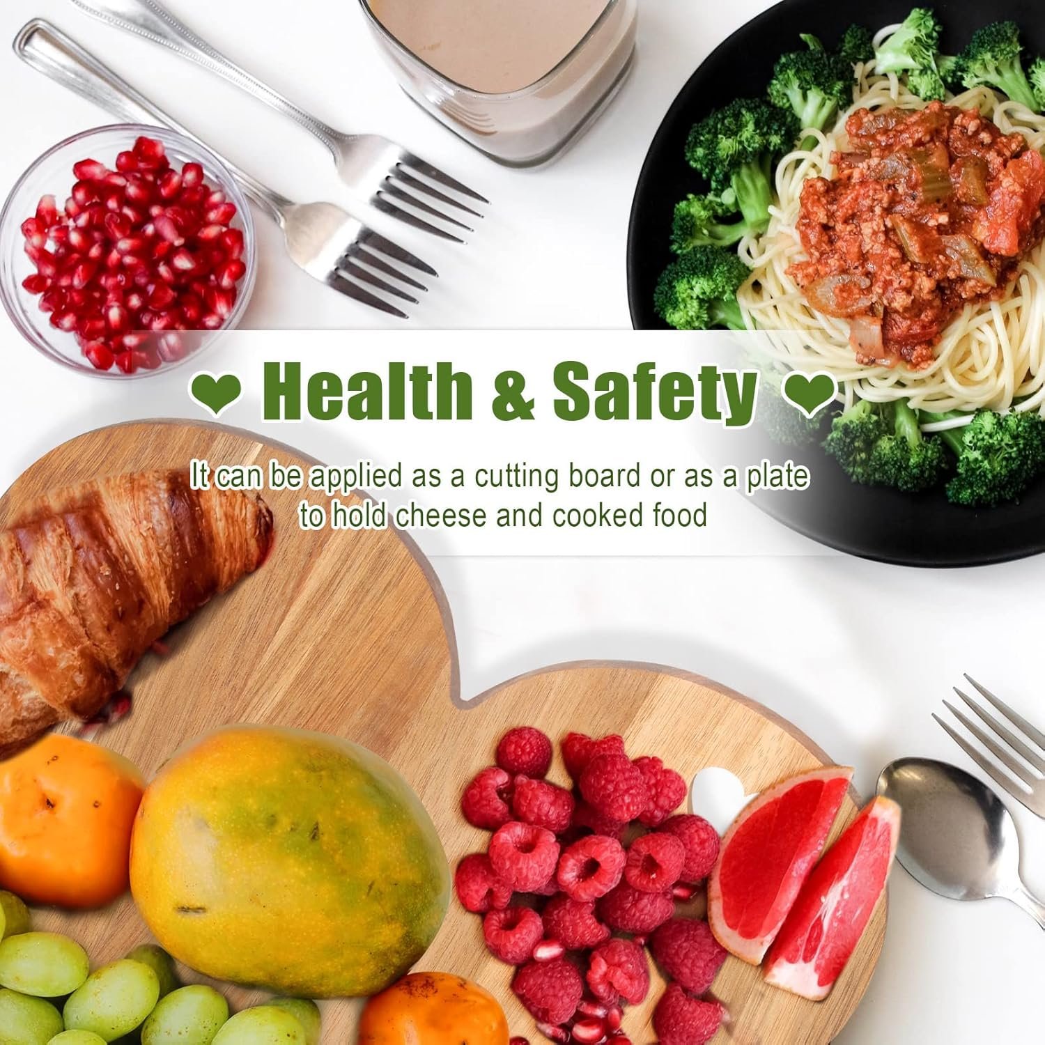 Patelai Heart Shaped Cutting Board, Acacia Wood Heart Charcuterie Board Bread Cheese Serving Platter Serving Charcuterie for Meat Cheese and Vegetables Wooden Servings Tray Valentine Day Women Gifts - Image 6