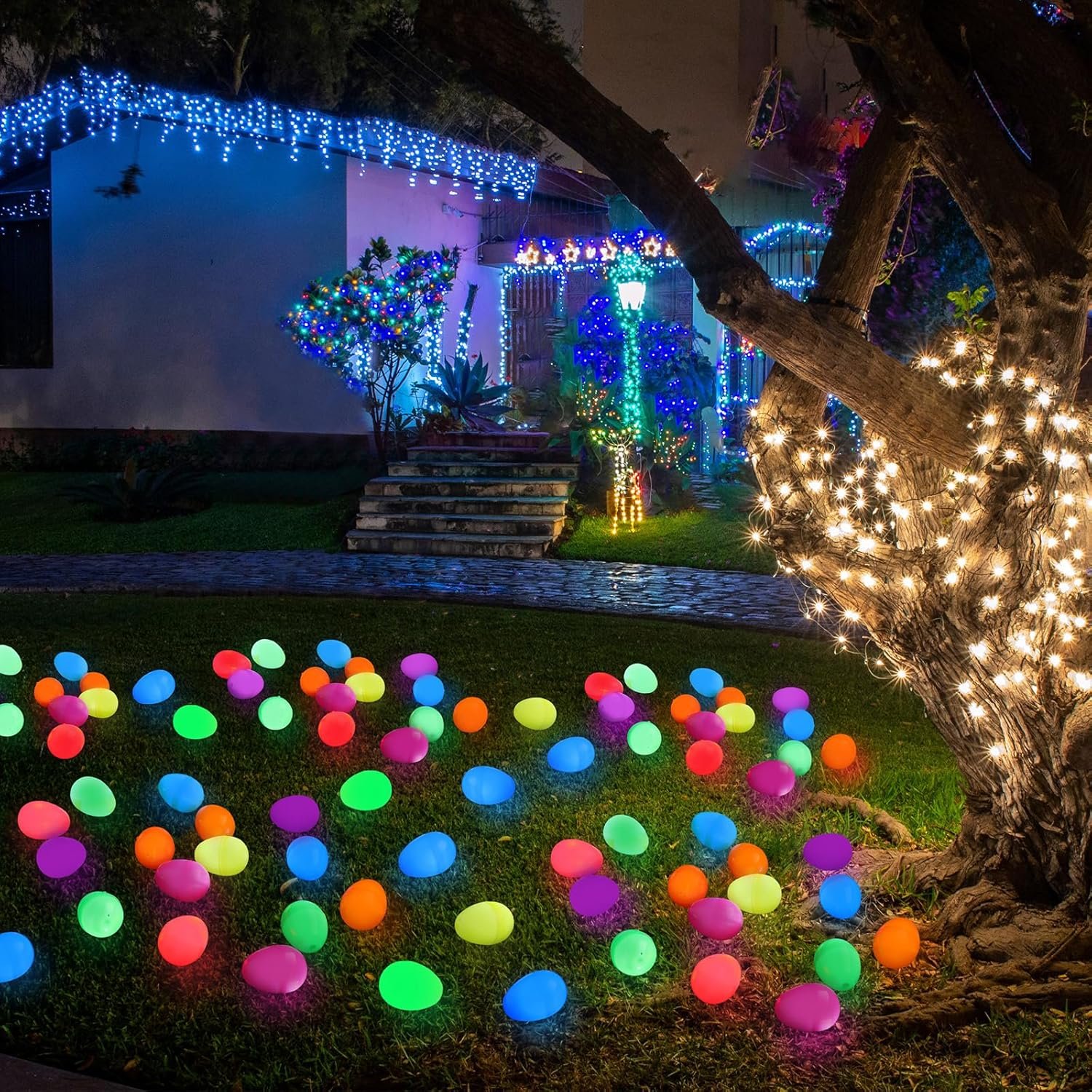 160 Pcs Easter Eggs with 160 Mini Glow Sticks, Glow in The Dark Easter Eggs Hunt Basket Stuffers Fillers Gift Adult Yard Lawn Party Decor(Bright Color) - Image 3