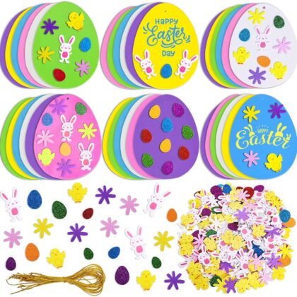 Max Fun 208PCS Easter Foam Stickers DIY Easter Craft Kit Foam Eggs for Kids Classroom, Party Supplies, DIY Cards and Decorations