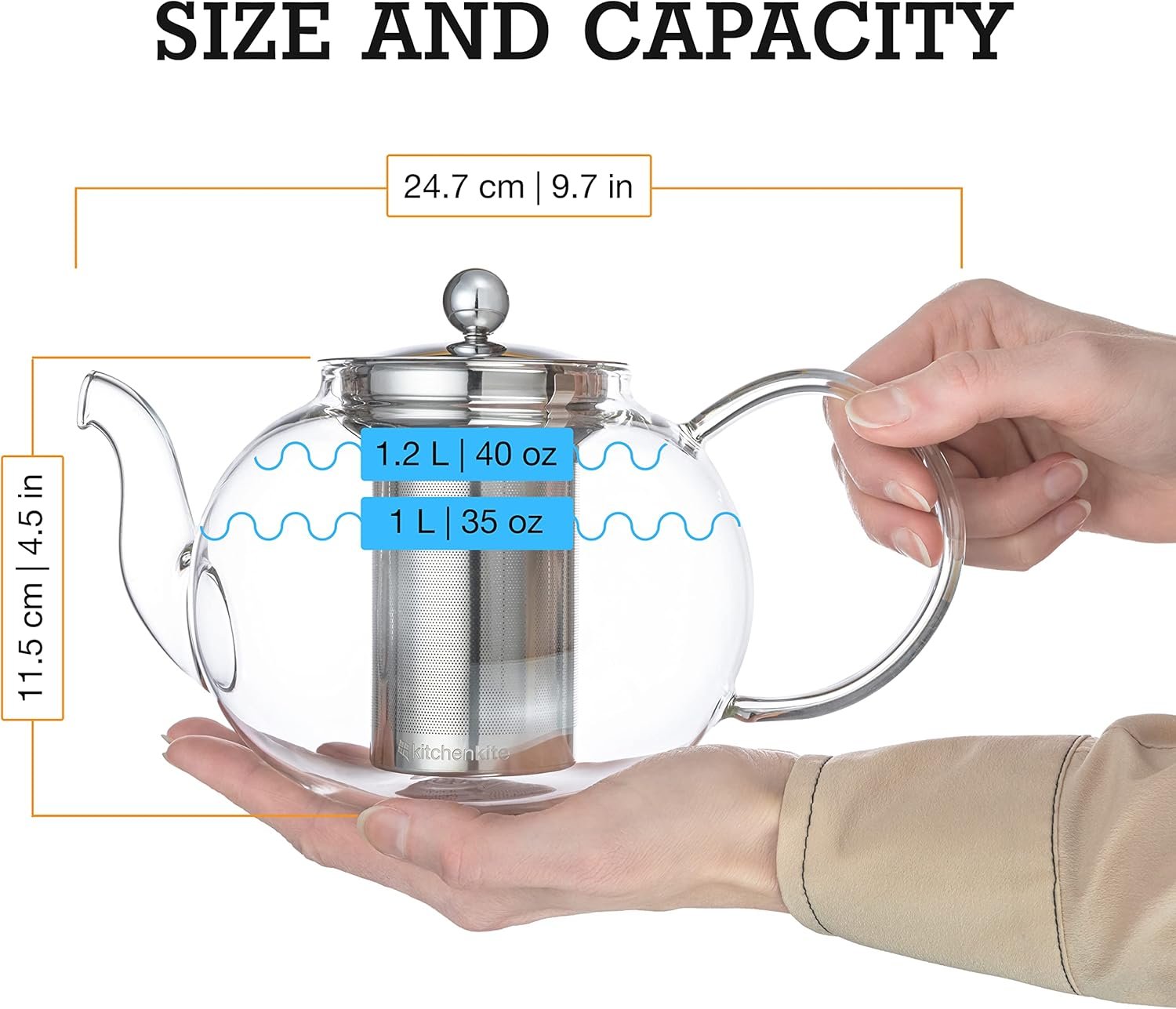 Glass Teapot Set with 4 Double Wall Tea Cups & Removable Stainless Steel Infuser, 35oz/1000ml Borosilicate Tea Kettle Stovetop Safe, Loose Leaf & Blooming Tea Maker Gift Set for Women - Image 5