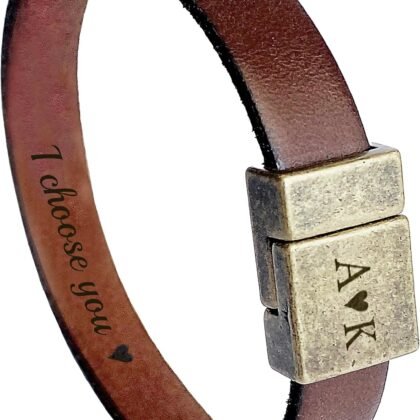 Leather Bracelet for Men Personalized Hidden Secret Message Custom Text, Quote, Date, Boyfriend Gift Unique Handmade Gifts for Son, Friend, Husband