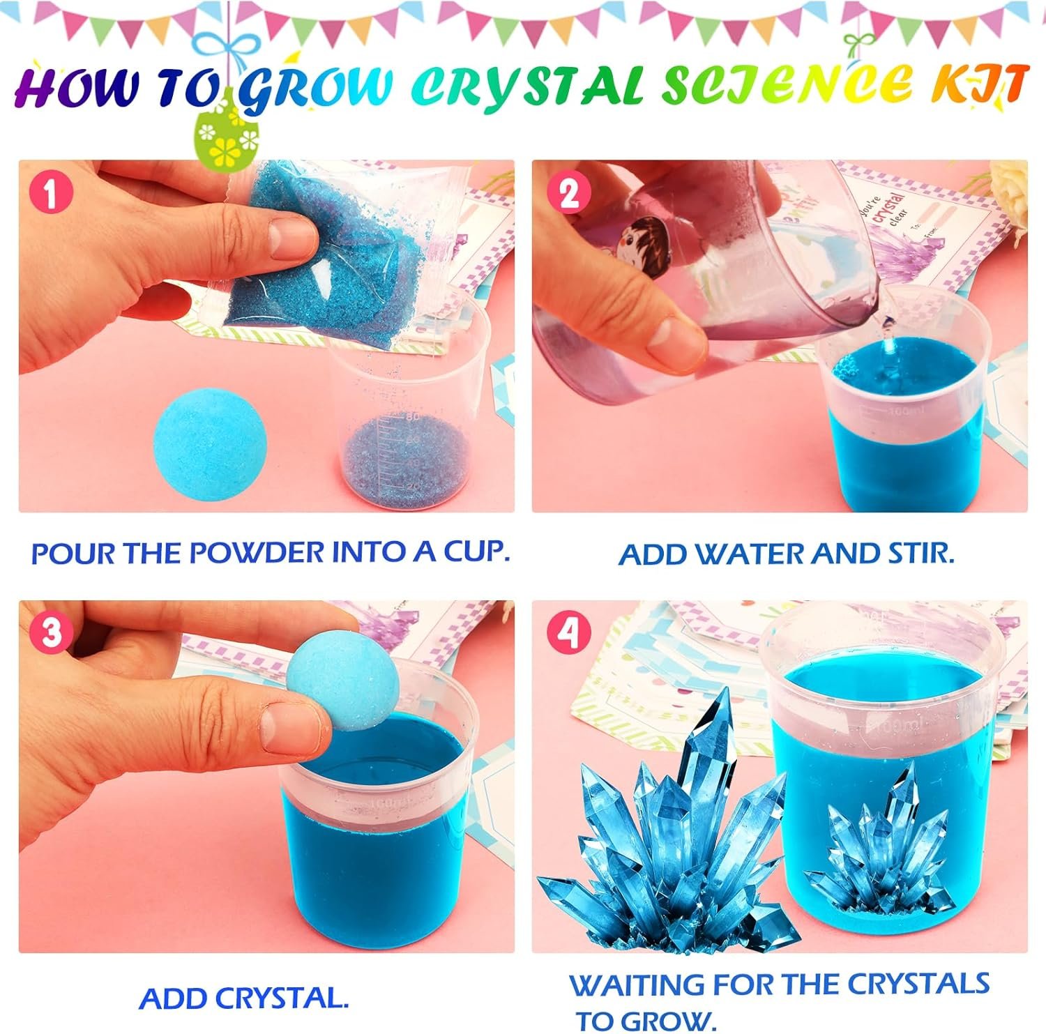 Grenfield Easter Eggs Fillers with Science Kit Planting Crystal, Easter Basket Stuffers Science Kit Planting Crystal Toy, Classroom Prizes for Easter Egg Hunts,Party Favors,Kids, Boys Girls (12 Pack) - Image 7