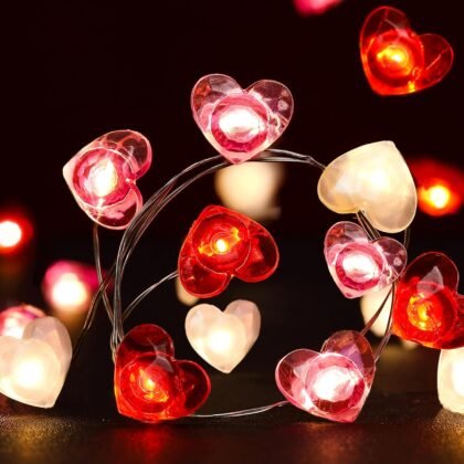Valentine's Day Decorations Heart String Lights 10FT 30 LED Battery Powered, Heart Fairy Lights Romantic Decor for Home Bedroom Gift Party Christmas