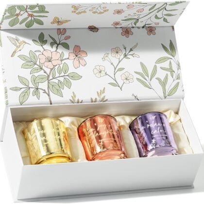 Scented Candles for Women, 3 Pack Candle Set Soy Candles for Home Scented Holiday Votive Candle Gifts Set, Mothers Day Birthday Gifts for Women Mom Her - Vanilla Coconut/Sandalwood Rose/Lemon Lavender