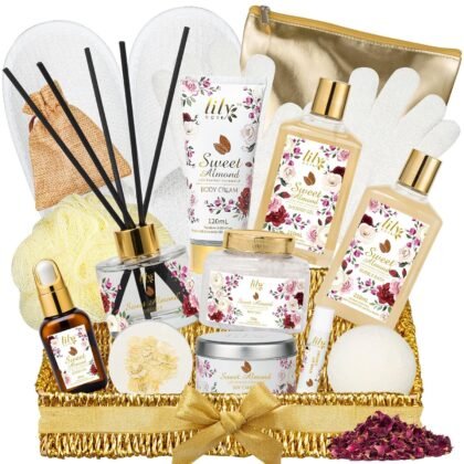 Mothers Day Gifts for Women 17-Piece Honey Almond Spa Gift Set Bath and Body Gift Basket Set Care Kit with Shower Gel | Christmas, Valentines Day Gift for Mom, Birthday Gifts for Her, Wife, Mom