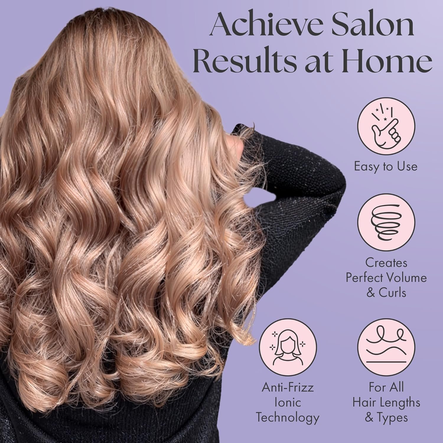 Lily England Round Blow Dry Brush Set for Women - Perfect for Voluminous Blowouts - Ceramic Ionic Technology - Luxury Gift for Her (Pink) - Image 3