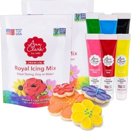 Cookie Decorating Set with Royal Icing Mix and Food Coloring Gel