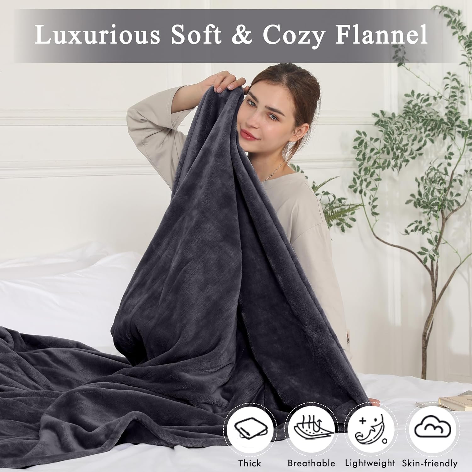 COZYTY Heated Blanket Electric Blanket Full Size, Super Soft Cozy Upgraded Flannel Heating Blanket with 6 Heating Levels & 1-10 Hours Auto Off, Fast Heating & Overheat Protection, 72" x 84", Dark Gray - Image 3