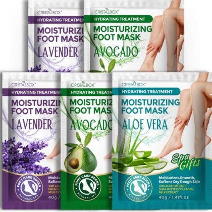 5 Pack Moisturizing Foot Mask,Hydrating Foot Masks for Dry Cracked Feet,Moisturizing Socks Dry Skin Moisturizer for Soft and Smooth Touch Feet,Foot Care Spa Gifts for Women Men Mothers Day Gifts