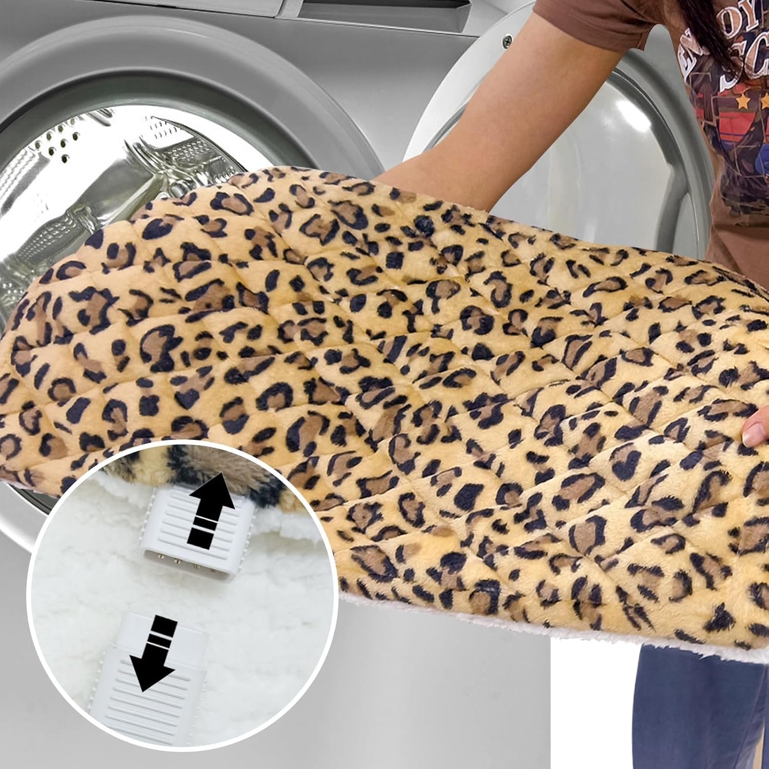 Full Weighted Electric Heating Pad for Back Pain & Period Cramps Relief, Heat Pad with 12 Heat Settings, Plush 2.3LB Hot Weighted Heated Pad (Leopard Print, 12''×24'' BZ Brown) - Image 8