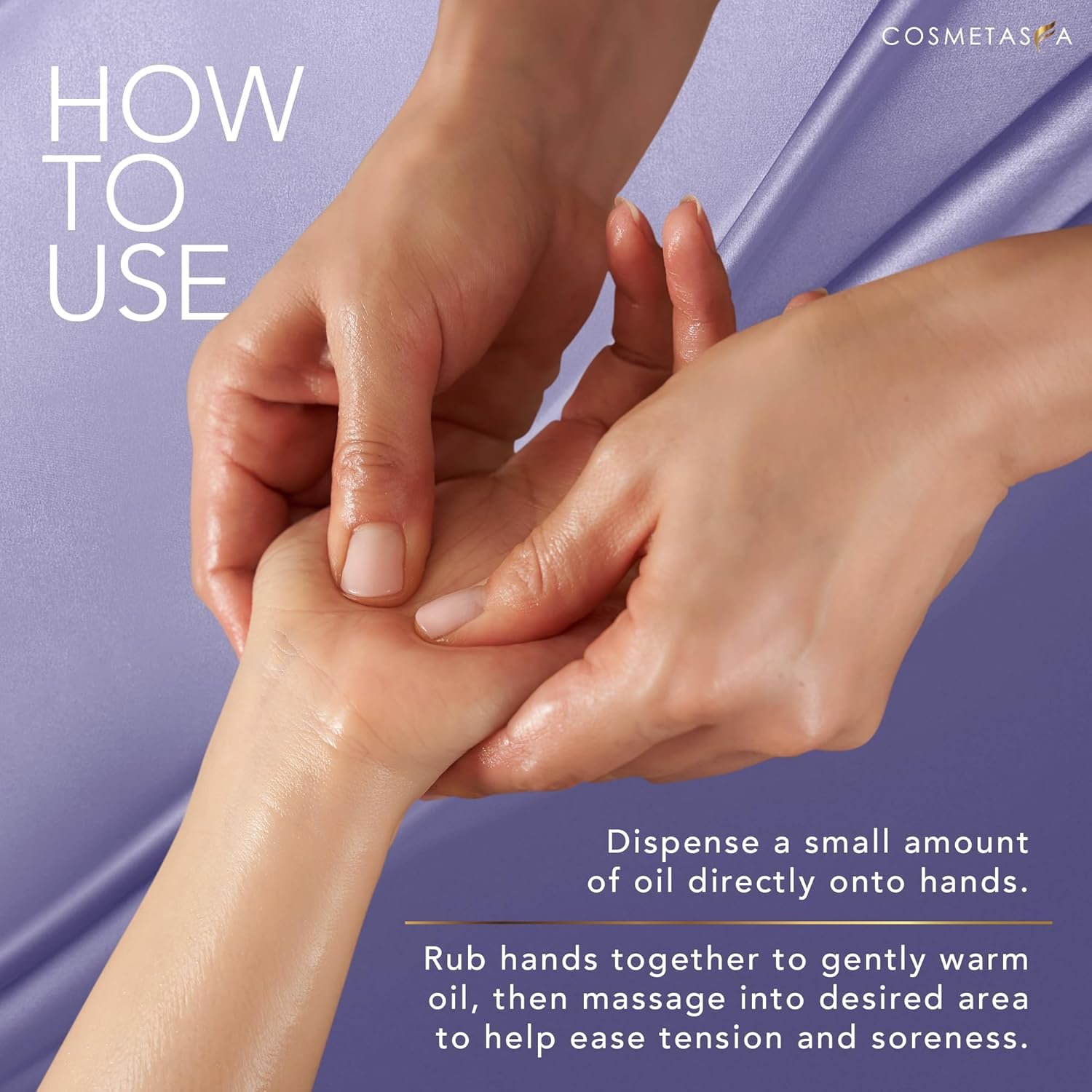 Cosmetasa Lavender Massage Oil for Massage Therapy with Roller - All Natural, Cruelty-Free & Spa Quality Skin Therapy Oil & Soothing Care - Lavender, Geranium & Grapeseed Oil (8.8 oz) - Image 6