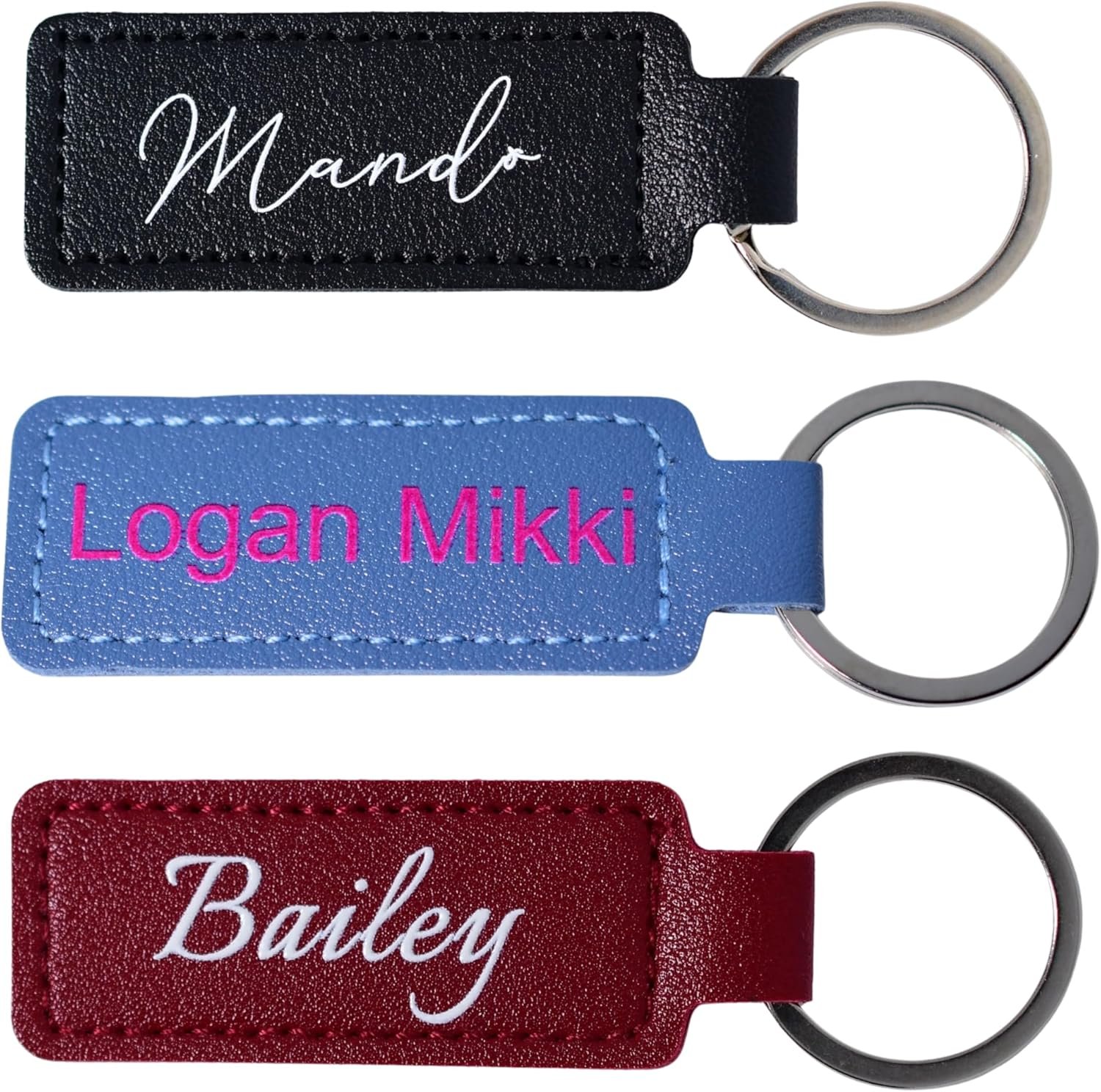 Single Personalized or Blank PU Leather Keychain. Customized in and Shipped from California. - Image 2