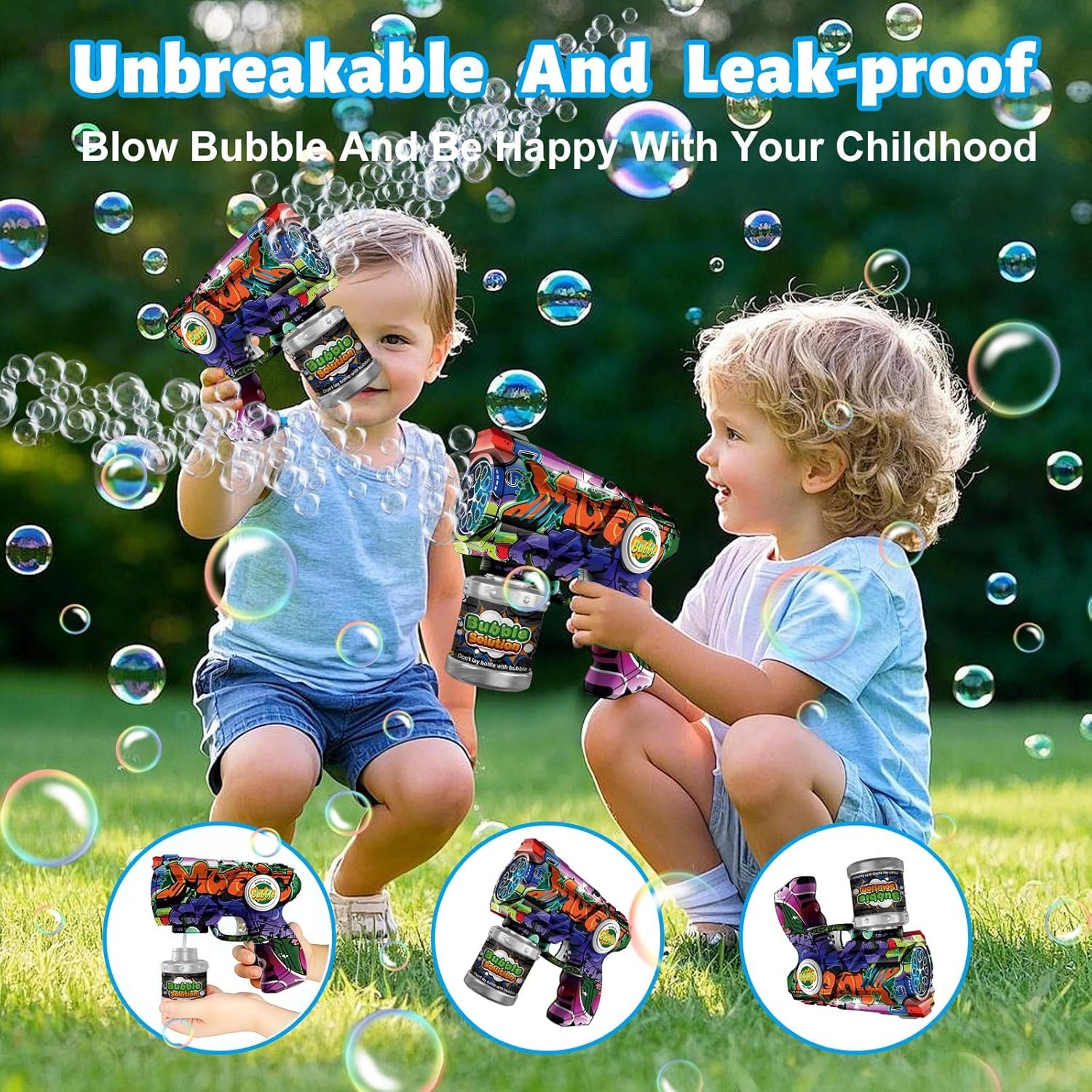 Bubble Gun for Kids with LED Lights & Leak-Proof Design, 10-Hole Automatic Bubble Machine Gun for Kid 3-8, Party Favors, Outdoor, Summer Toys, Birthday Gifts for Boys & Girls (Colorful) - Image 3