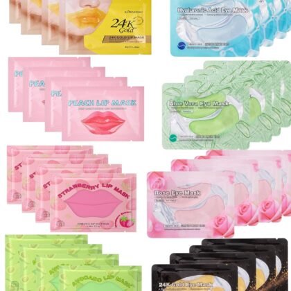 32 Pairs Lip Mask&Eye Mask Set, Supplied Skin Care Lip&Eye Pads,Moisturizing Lip Masks for Dry Lips Daily Spa,Crystal Hydrating Under Eyes Patches for Puffy Eyes Women Stocking Stuffers Bulk Gift