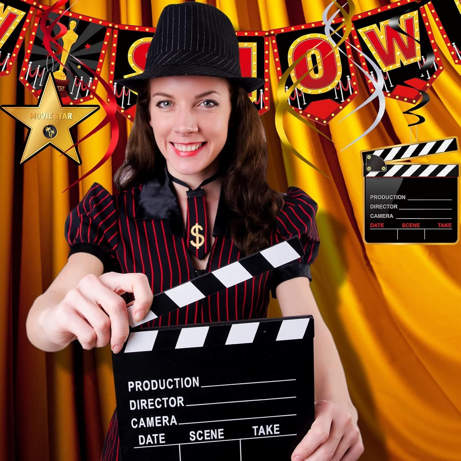 45 Pieces Movie Night Decorations Party Decorations Kit Now Showing Banner Hanging Swirls Movie Theater Themed for Bridal Shower Birthday Party Supplies Film Backdrop - Image 5