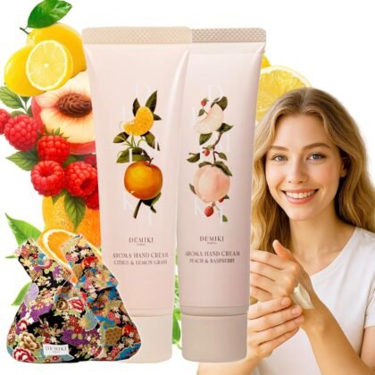 DEMIKI Shea Butter Hand Cream for Dry Cracked Hands, Birthday Gifts for Women, Bridesmaid Gifts, Nurse Gifts,Valentines Day Gifts, Party Favors, Hand Cream Gifts Set for Women, Travel Size1.7fl.oz x 2