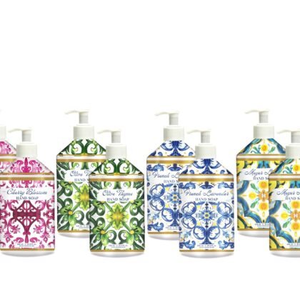Home & Body Company Dolce Breeza Hand Soap 8 pack, 4 Scents - Cherry Blossom, Olive Thyme, French Lavender, Meyer Lemon, Pump Bottles, 21.5oz bottles