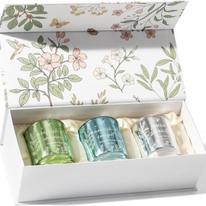 Scented Candles for Women, 3 Pack Candle Sets Soy Candles for Home Scented Holiday Votive Candle Gifts Set, Mothers Day Birthday Gifts for Women Mom Friend -Eucalyptus Mint/Bergamot Jasmin/Sage Citrus