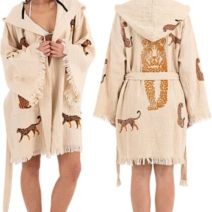 Cloud Cotton Muslin Robe - Organic Turkish Double Gauze Boho Beach Cover Up, Lightweight Spa Loungewear, Mothers Day Gift