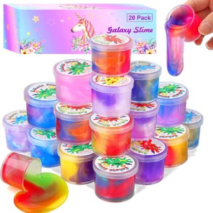 20 Pack Galaxy Slime, Slime Party Favors for Kids Slime Goodie Bag Easter Basket Stuffers Birthday Gifts Class Prizes Girls Boys Adults Stress Relief Toys Super Soft Non-Sticky Putty