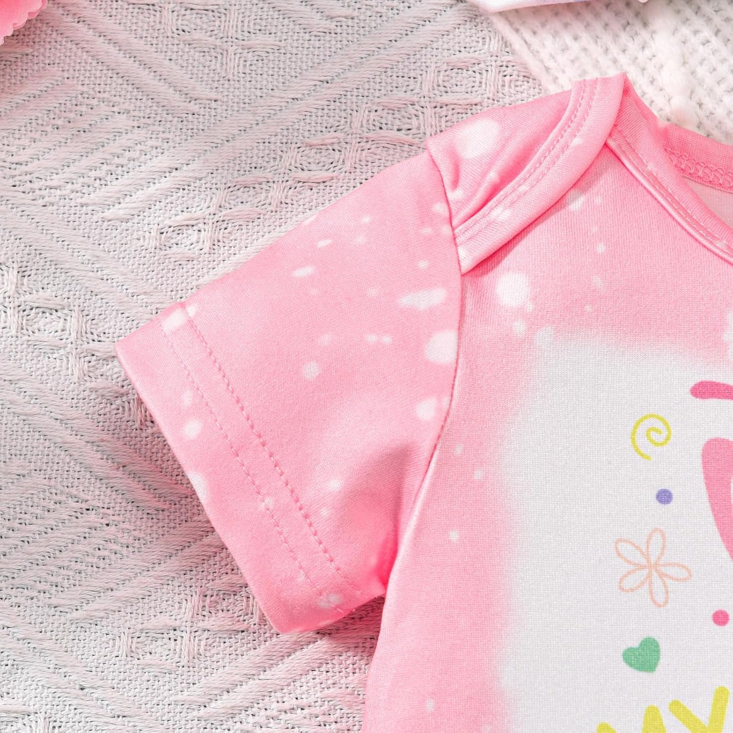 Newborn Baby Girl Easter Outfit Long Sleeve Romper Bodysuit Bunny Eggs Flared Pants Set Cute My 1st Easter Outfit - Image 2