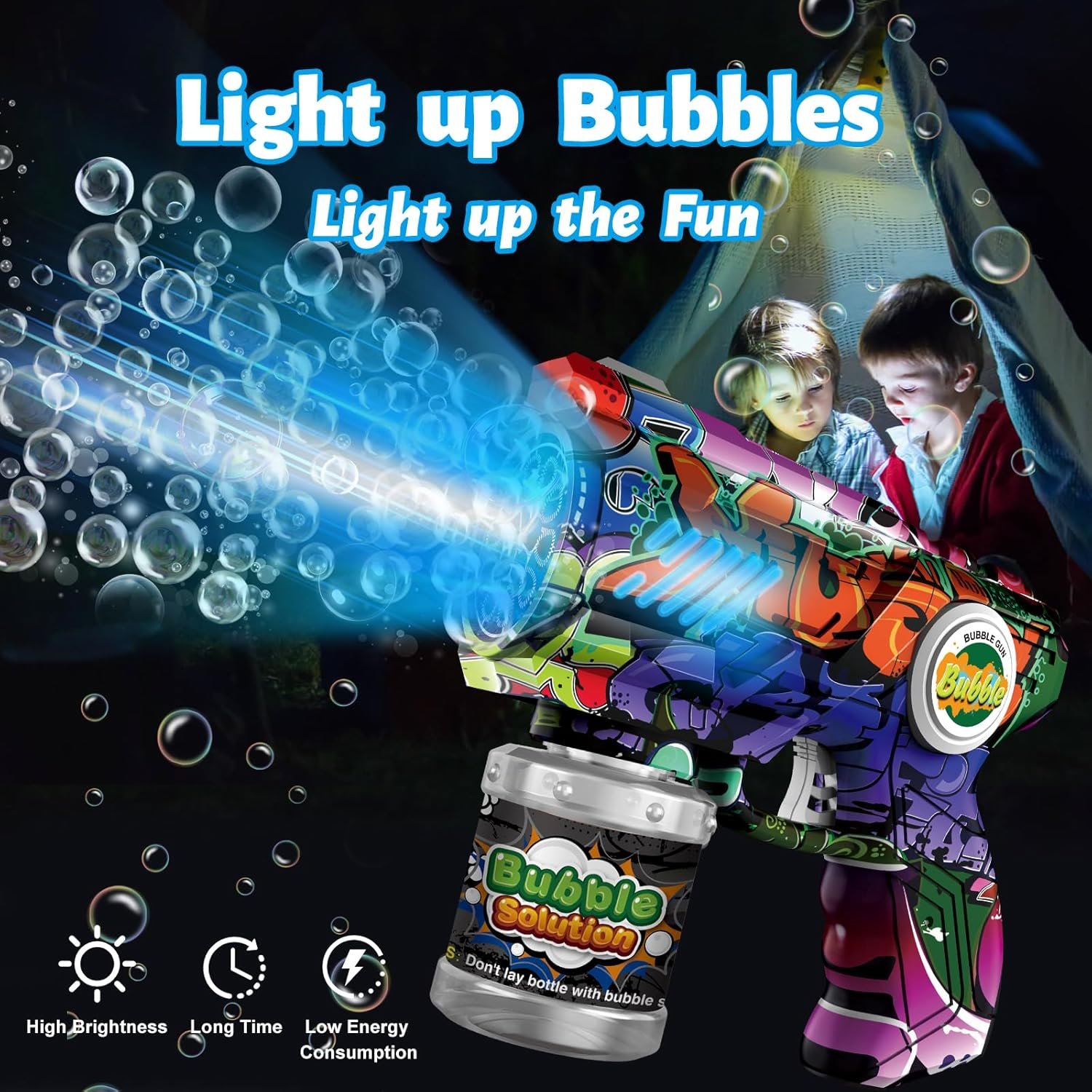 Bubble Gun for Kids with LED Lights & Leak-Proof Design, 10-Hole Automatic Bubble Machine Gun for Kid 3-8, Party Favors, Outdoor, Summer Toys, Birthday Gifts for Boys & Girls (Colorful) - Image 6