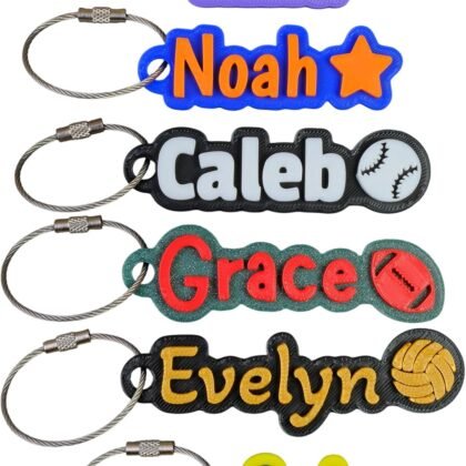 SuperFineDeesigns Custom Water Bottle Name Tag – Personalized Bag Label with Stainless Steel Cable