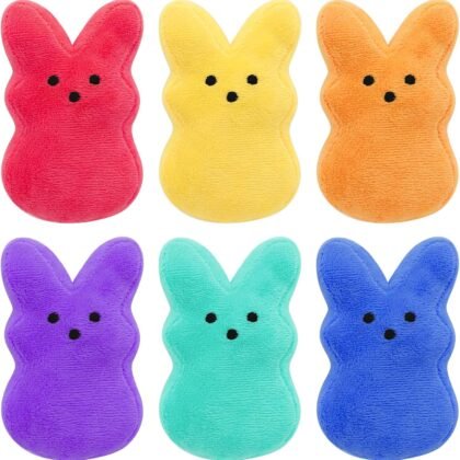 6 Pcs Easter Bunny Plush Toys,Easter Basket Stuffers Toys for Kids,Bunny Stuffed Animals, Easter Party Favors Gift Toys for Kids