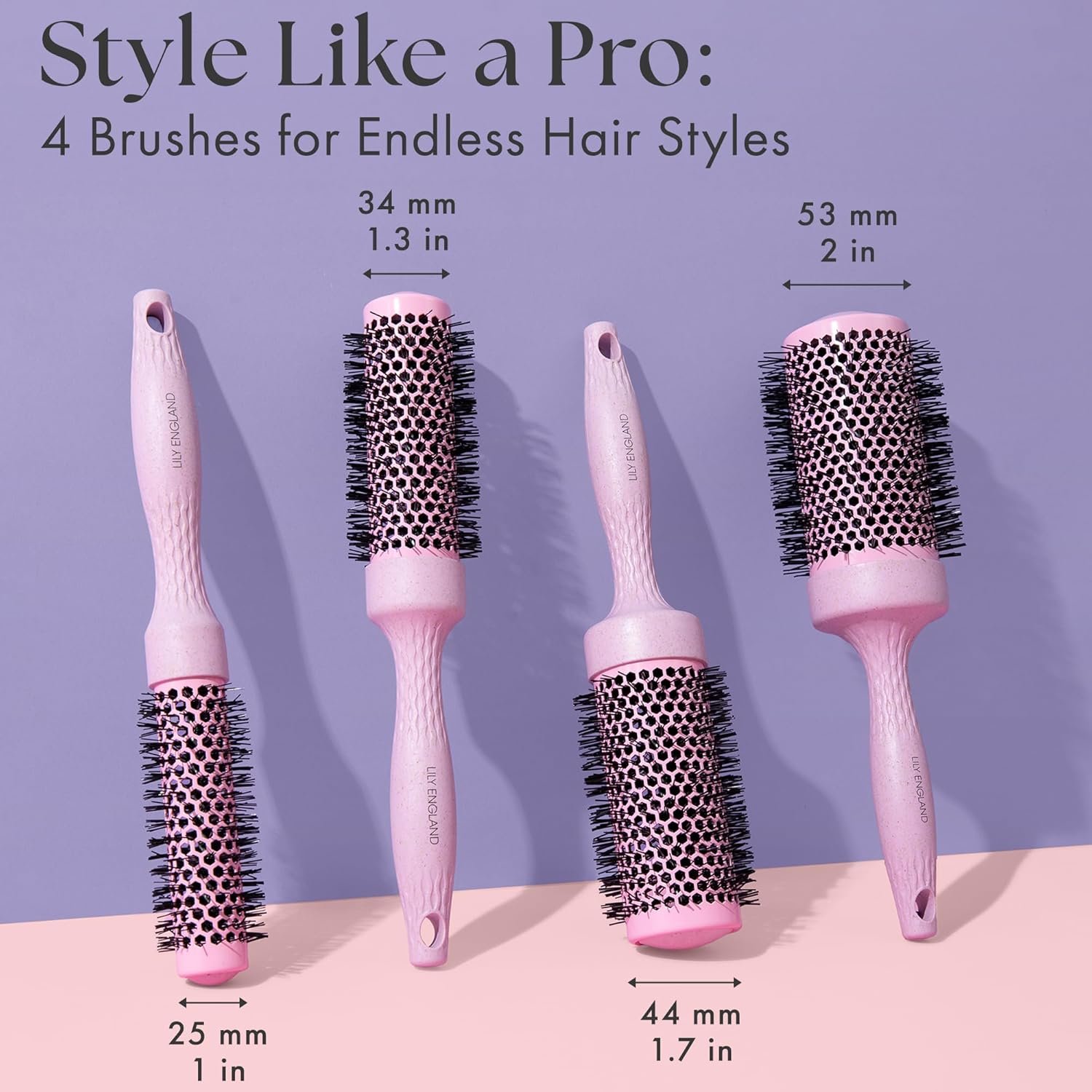 Lily England Round Blow Dry Brush Set for Women - Perfect for Voluminous Blowouts - Ceramic Ionic Technology - Luxury Gift for Her (Pink) - Image 4